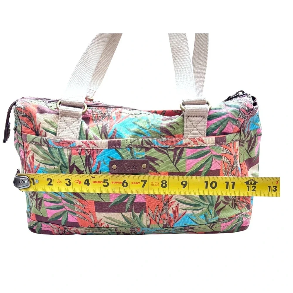 Color Block Palms Design Canvas Short Hobo Purse 13 × 8